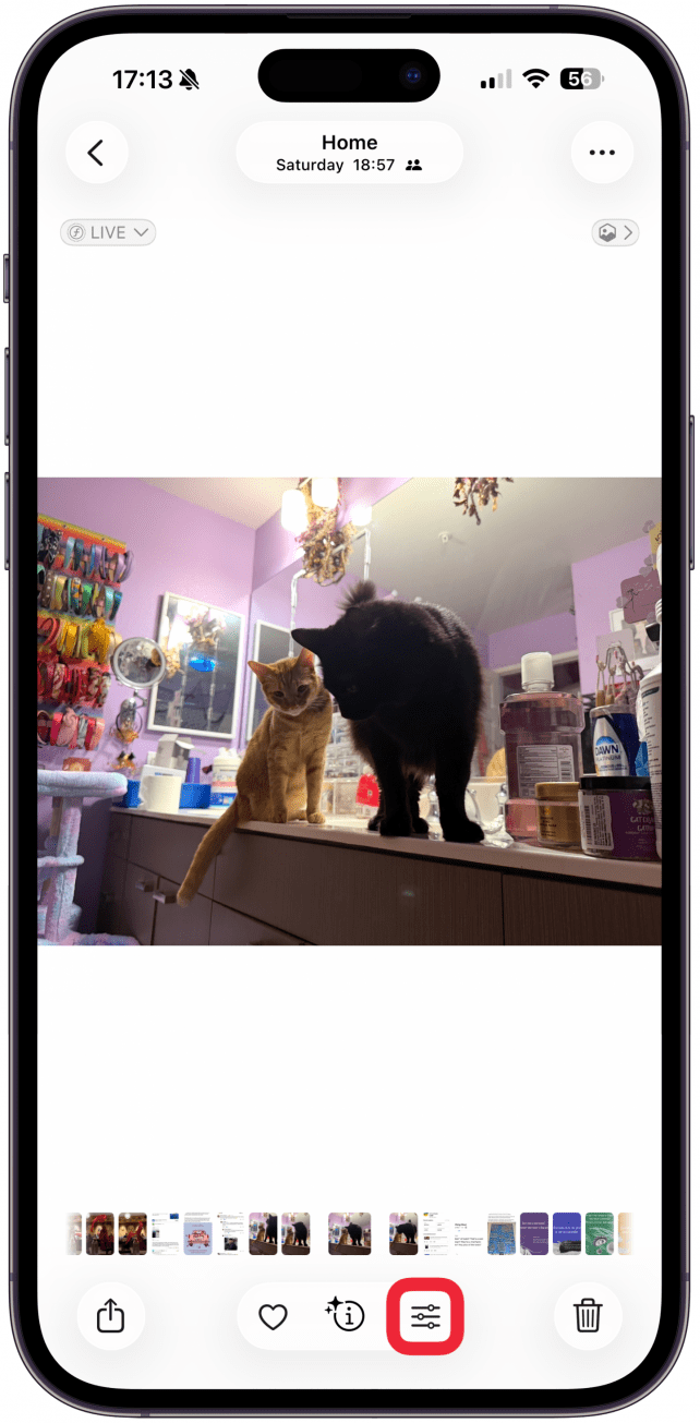 Select a picture you'd like to edit and tap the Edit icon.