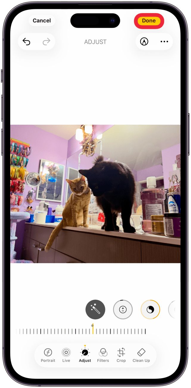 If you prefer the edited version, tap Done to save your photo edits.