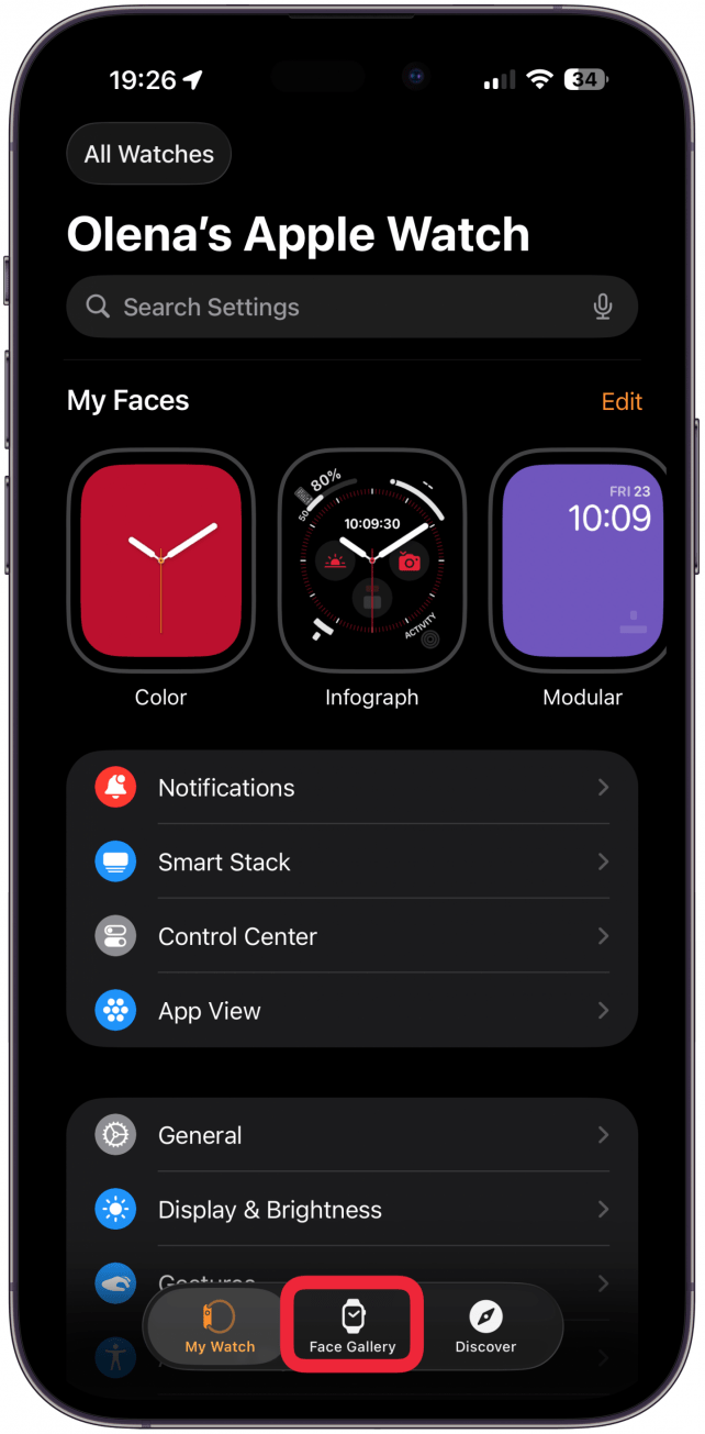  Tap the Face Gallery tab at the bottom of the screen.