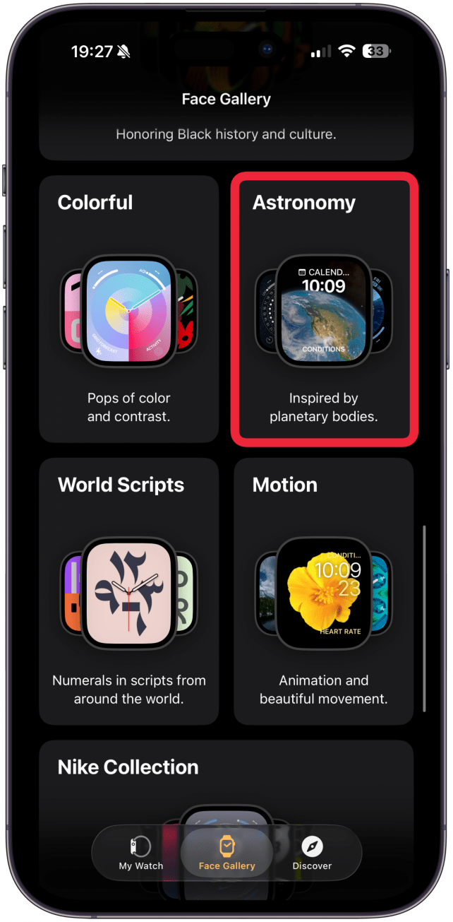 Select the design you want to use as your watch face.