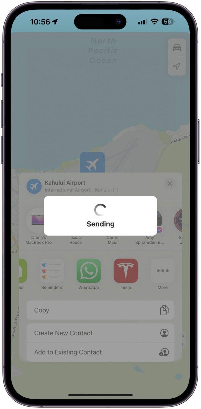 It will say sending.