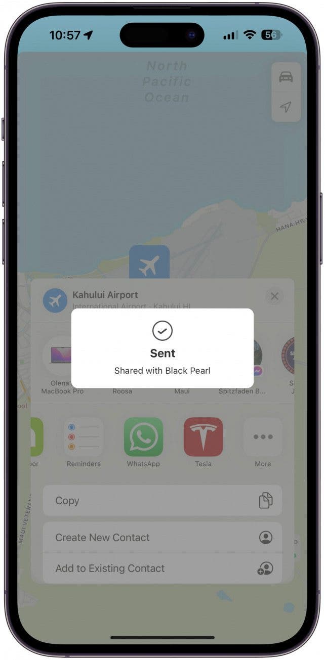 Then, it will confirm that the location was sent.