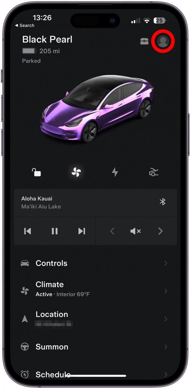 Tap the profile icon in the top right icon.