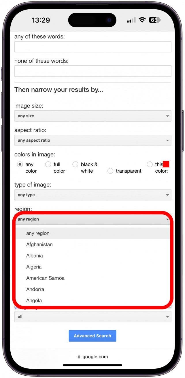 Next, tap any region and select your preferred region.