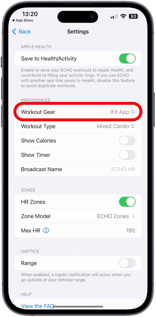 If you selected iFit by accident, like I did the first time, next to Workout Gear, tap iFit App