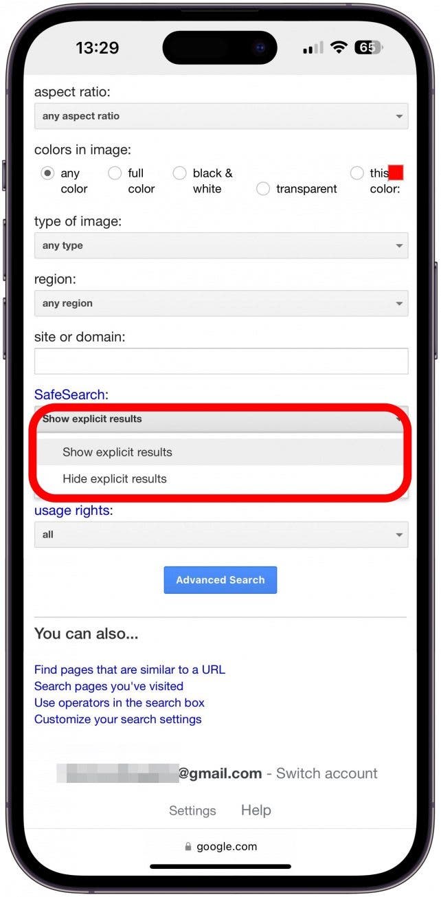 Tap any format to pick a specific format, for example, GIF or SVG.