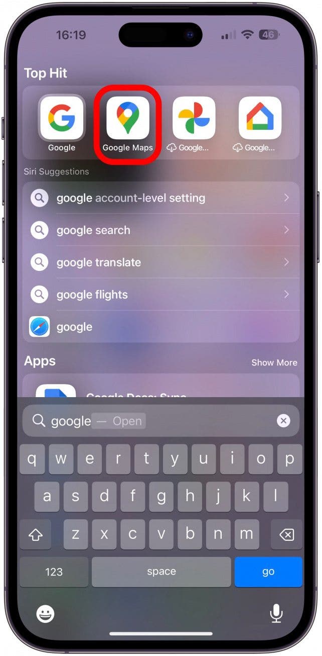 Open Google Maps on your iPhone.