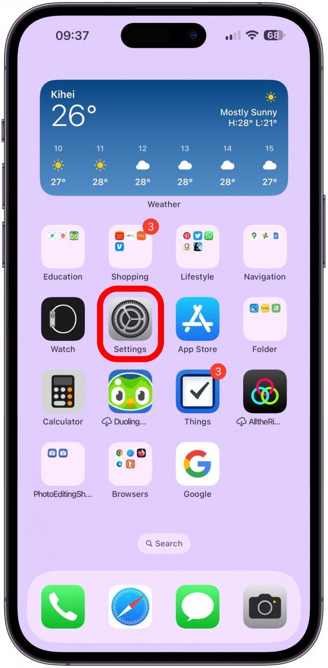 To access the settings for data roaming on iPhone, open Settings.