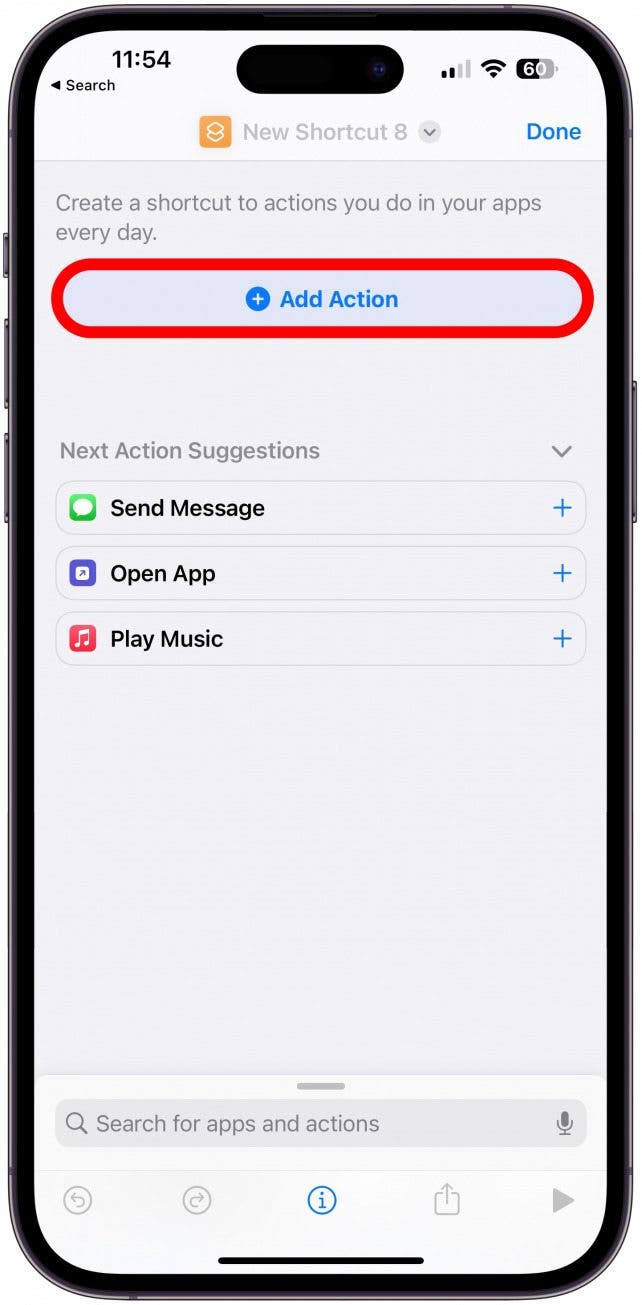Tap Add Action.