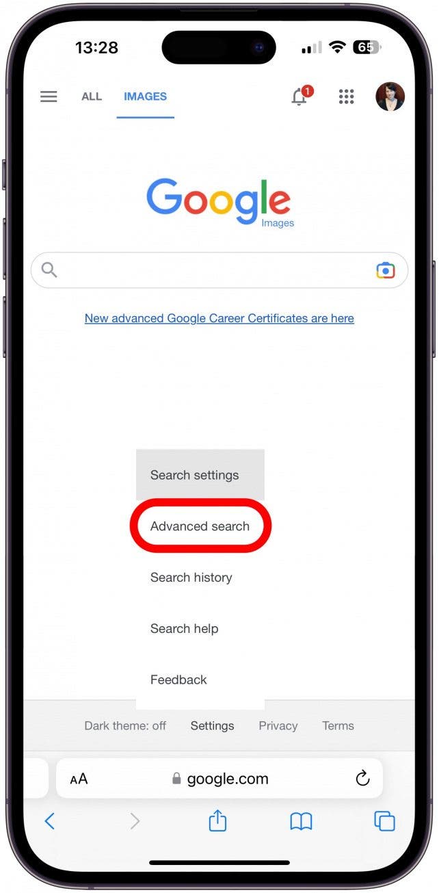 Select Advanced Search.