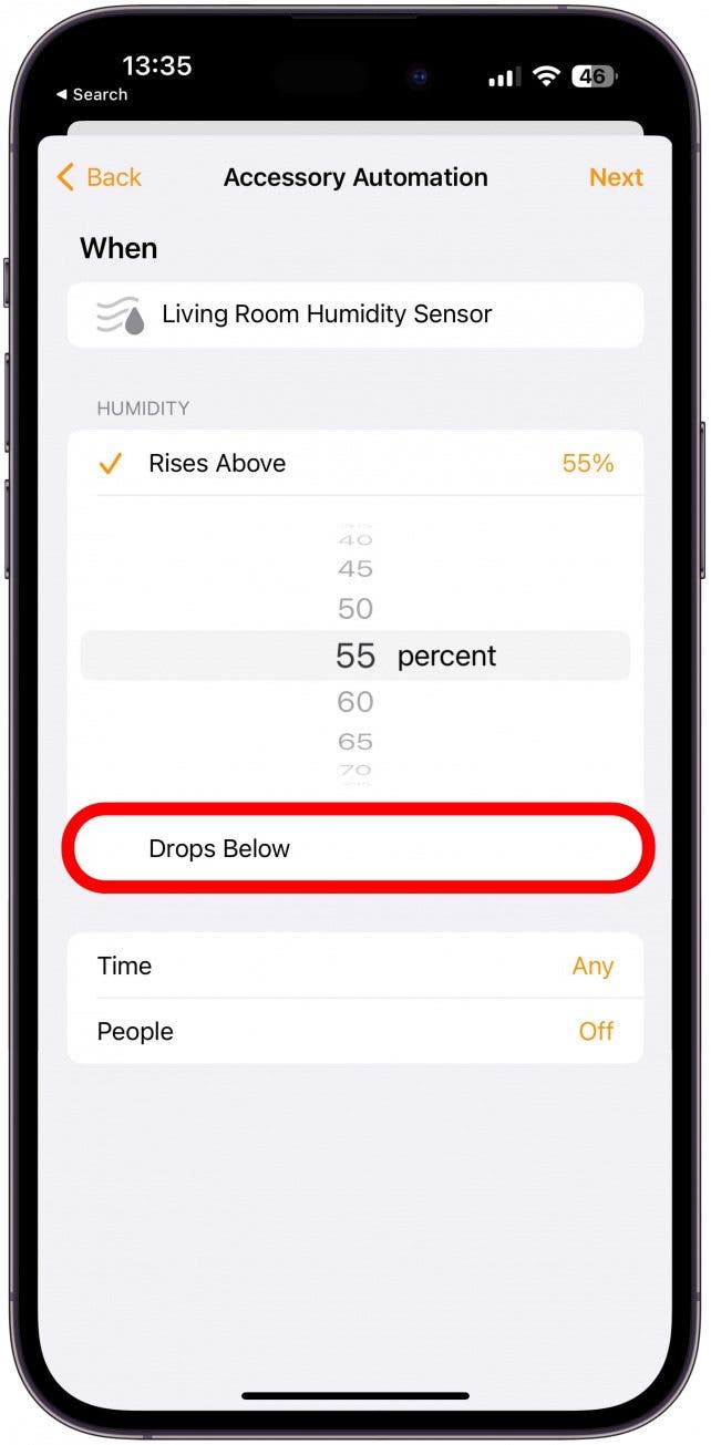 You can tap Drops Below instead.
