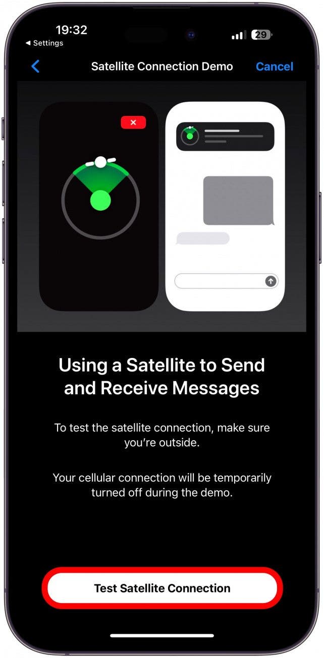 Now you’ll be able to test your satellite connection.