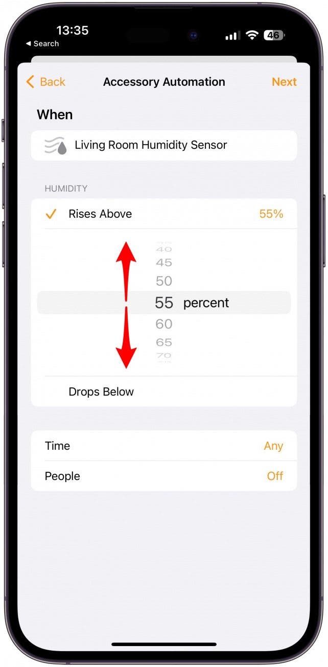 You can swipe up or down to change the percentage.