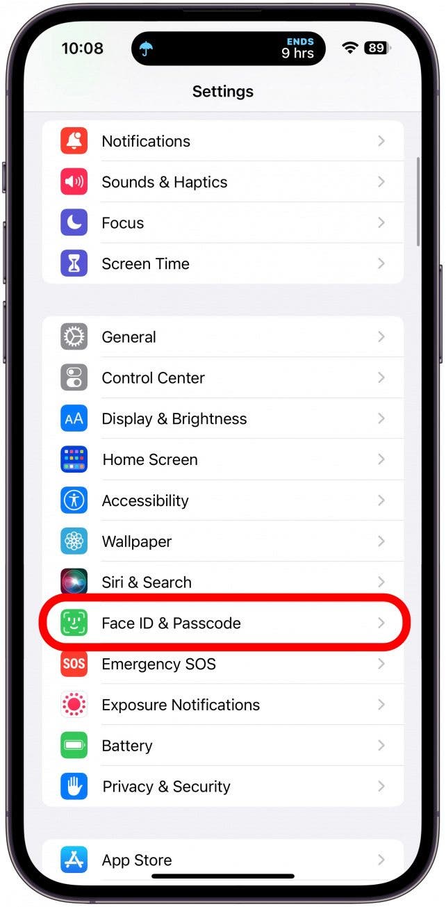 tap Face ID & Passcode