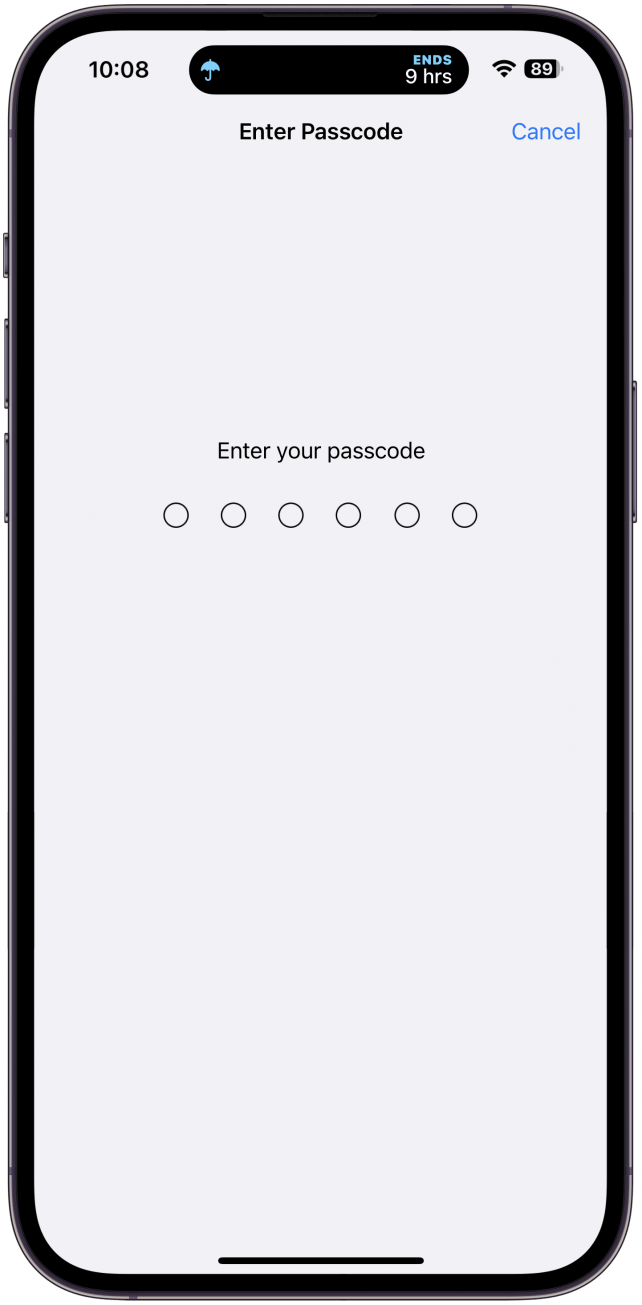 You’ll need to enter your passcode before you can make any changes here.