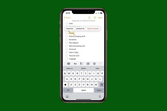 Image for article: How to Check All Items in an Apple Notes Checklist