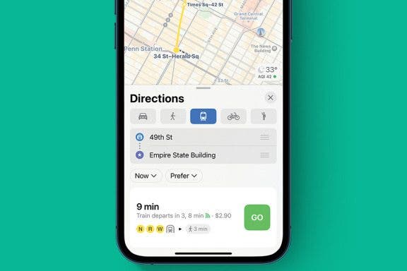 Image for article: How to Get Public Transit Directions in Apple Maps