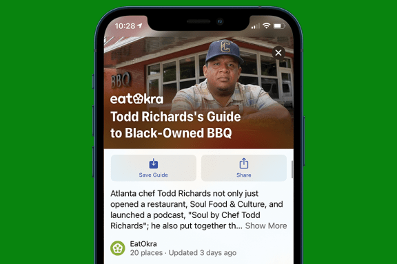 Image for article: How to Use the Apple Maps App to Find Black-Owned Restaurants