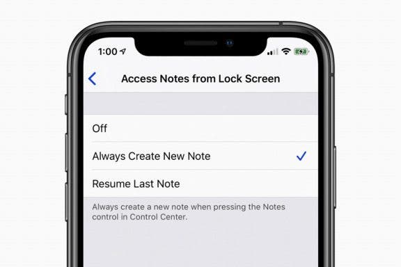 Image for article: How to Resume a Note or Create a New Note from the iPhone Lock Screen