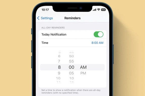 Image for article: Change the Start Time of All-Day Reminders on iPhone