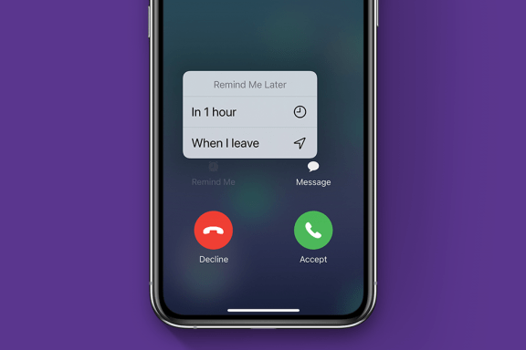 Image for article: How to Use Remind Me Later on Your iPhone When You Need to Decline a Call