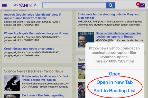 Image for article: Tip of the Day: Tap and Hold a Link for More Options