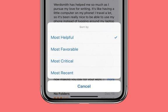 Image for article: How to Sort App Store Reviews on iPhone with iOS 11.3