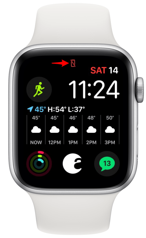Red rectangle with a line through it icon on Apple Watch