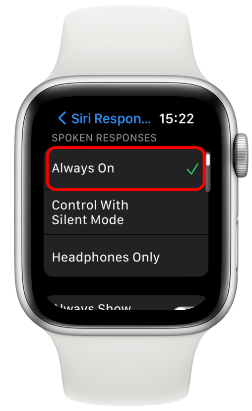 Make sure your Spoken Responses are Always On.