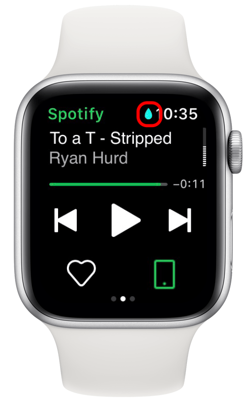 blue water drop icon on Apple Watch