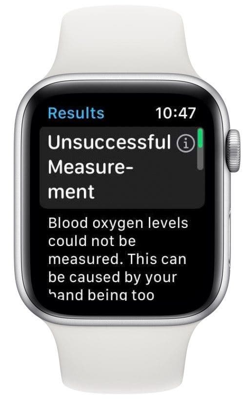 Unsuccessful blood oxygen meter measurement, retry