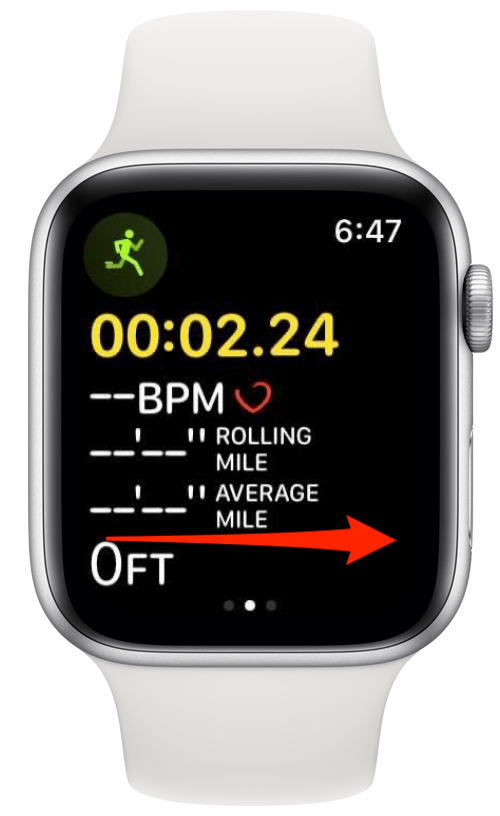 Swipe right on an active workout