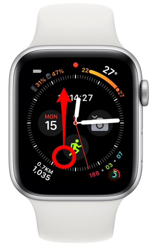 On your Apple Watch, swipe up from your watch face to open the Control Center.