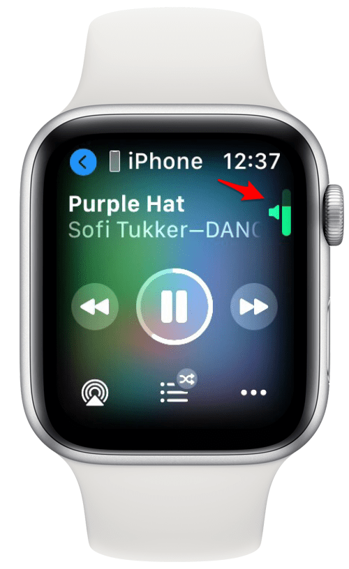 green volume bar appears when digital crown is turned