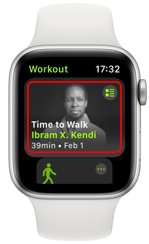 Time to Walk is at the top of the workout list