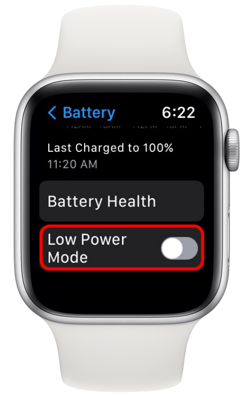Scroll down and tap the toggle next to Low Power Mode.