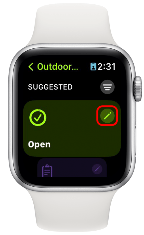 Tap the pencil icon to edit your workout.