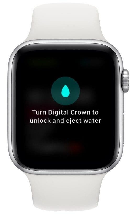 turn digital crown to unlock and eject water