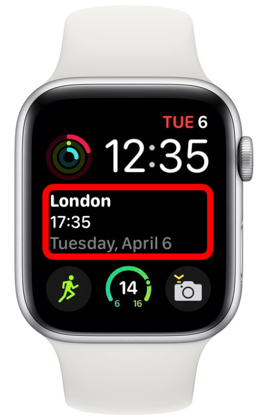 CalZones complication on an Apple Watch face