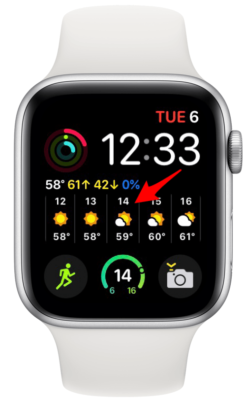 CARROT Weather complication on an Apple Watch face
