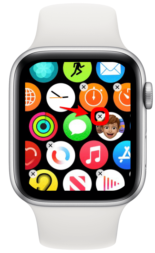 Tap the x icon on the app that you want to delete. 