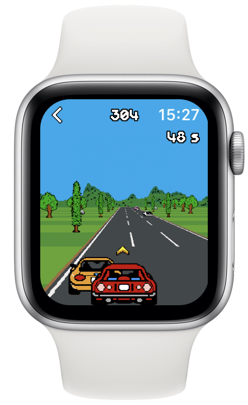 Arcadia, a car racing game on Apple Watch