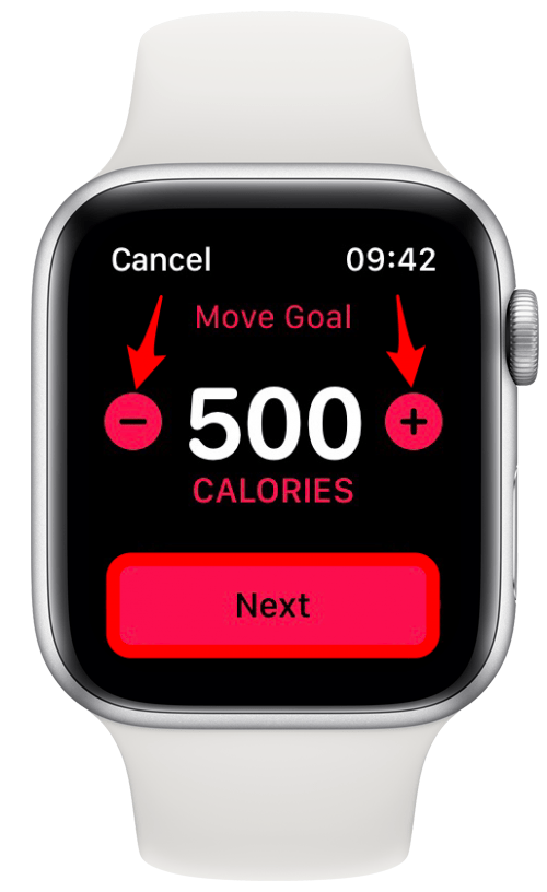 Tap the plus to add calories and the minus to subtract calories - apple watch calories burned