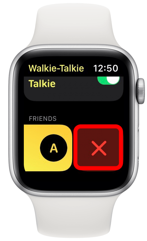 Swipe left on your friend, and tap the red X icon.
