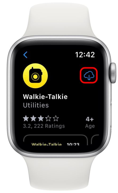 Tap the cloud icon next to the Walkie Talkie app to reinstall it.