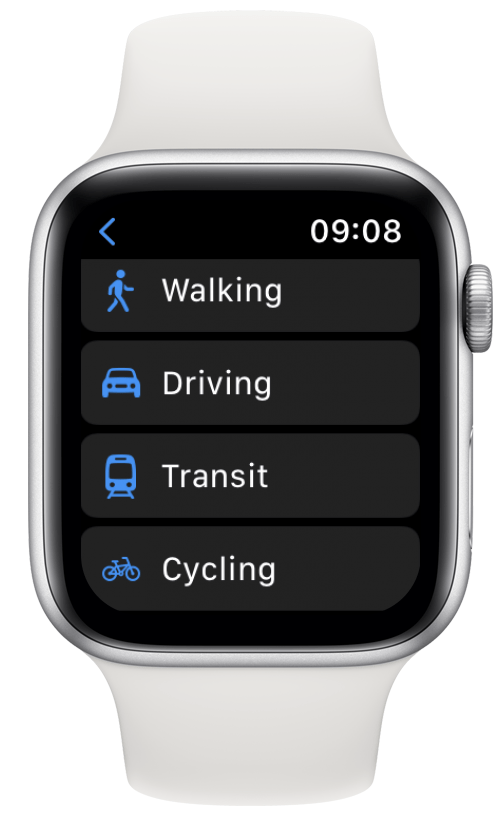 If your AirTag is far away and you select to use Directions to find track it down, you can pick your preferred mode of transportation to get there. 