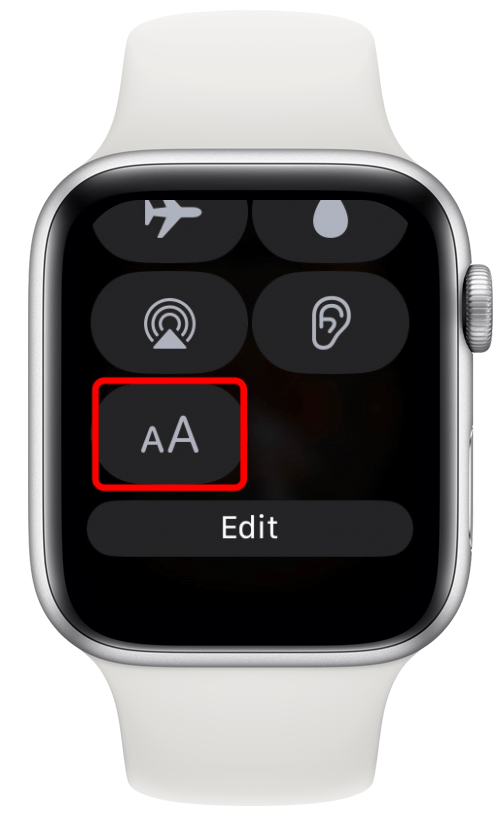 Certain apps let you increase the text size on your Apple Watch for easier viewing. If you tap this button you will have the option to increase or decrease text size for your Apple Watch.