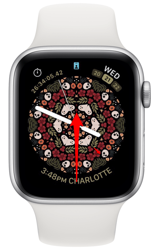Swipe up to access the Apple Watch's Control Center to turn Low Power Mode on.