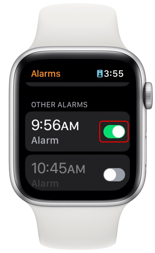 You can either select a premade alarm by toggling it on. It the slider will be green when enabled.