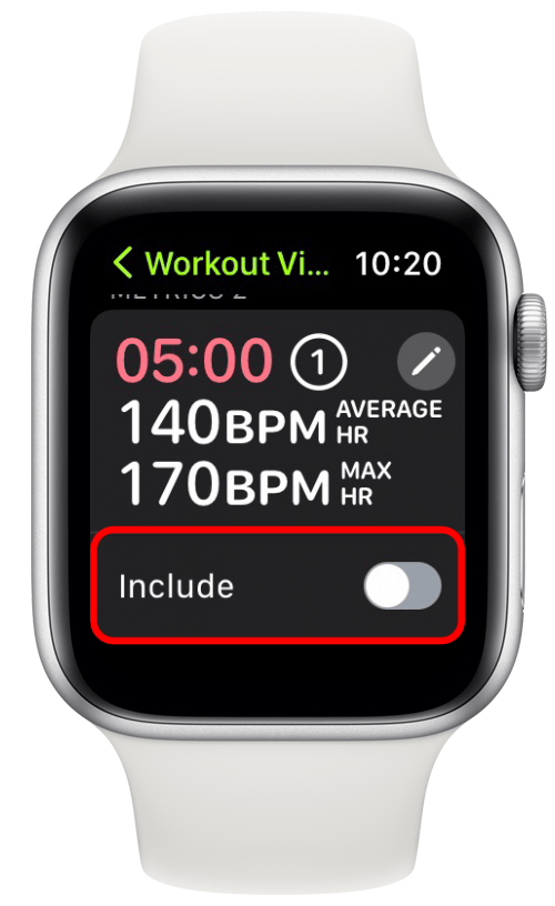 Toggle on Include apple watch fitness tips